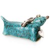 Enigma Supplies Ceramic Dachshund Statue in Teal with Wooden Heart