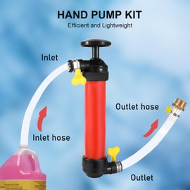 Fuel Transfer Pump, Hand Pump with 2 Connectors and 4 Clamps, for Gasoline and Liquids