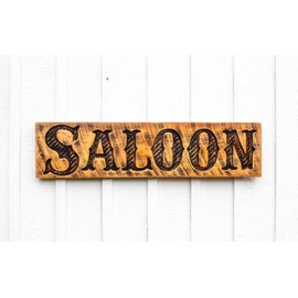 SALOON Sign - Large Carved 40x10 Western Cowboy Bar Decor - Carved Wood Wall Art