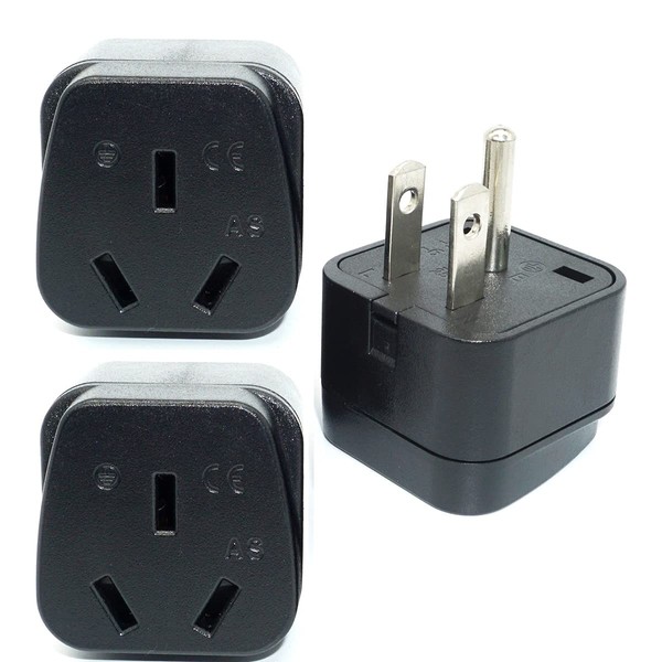 Australian/New Zealand to US/Canada Plug Adaptor, 3-pin AUS/China/New Zealand Plug