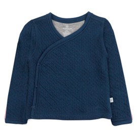 HonestBaby Organic Cotton Matelasse Side-Snap Kimono Top, Dark Navy, Newborn