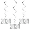 Unique Hanging Foil "2024" Swirl Silver Decorations, Large - 3
