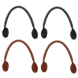 sourcing map 4Pcs PU Leather Bag Handle, 16.34" Handbag Straps 1.22" Wide Sew on Bag Handle Replacement Shoulder Bag Strap for DIY Bag Making Wallet Handbag Repair, Black/Brown