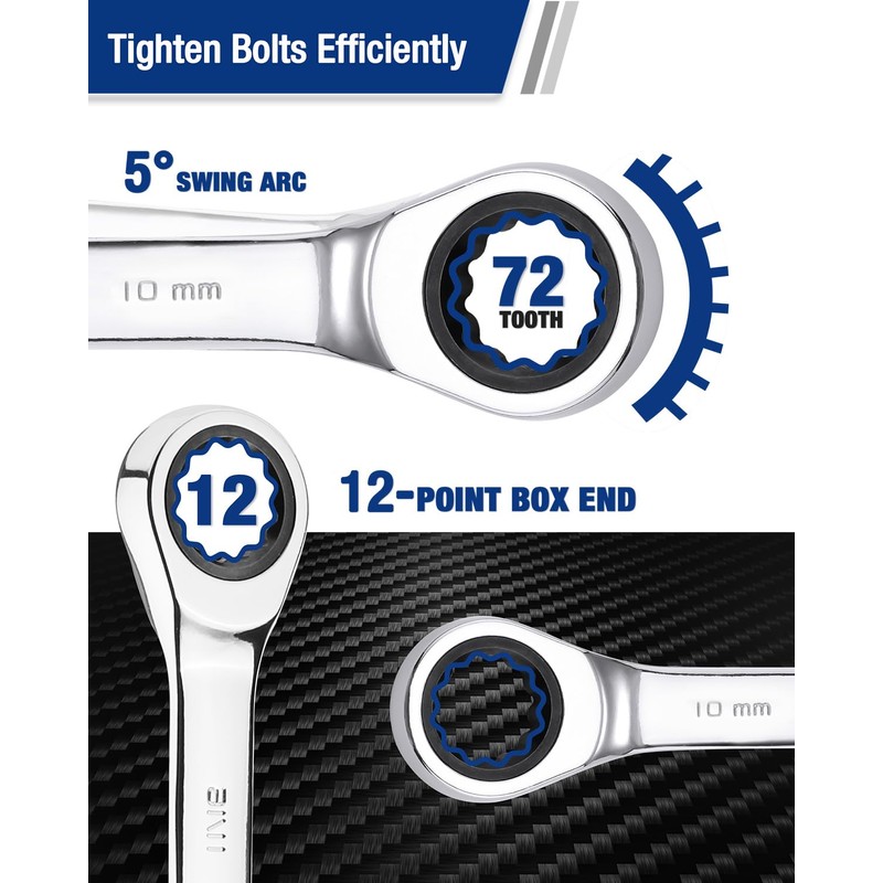WORKPRO 10 mm Ratcheting Combination Wrench Metric, CR-V Constructed with