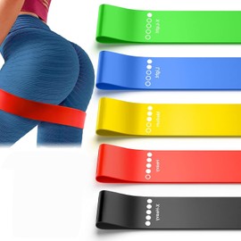 Resistance Bands，Exercise Bands, Set of 5 Fitness Bands Perfect for Legs and Butt Yoga Crossfit Strength Training Pilates with Instruction Guide