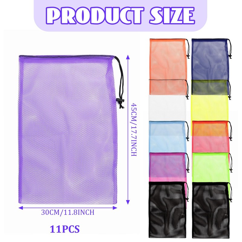 NICKLIN Mesh Bags,11Pcs Mesh Drawstring Bags,Nylon Mesh Storage Bag with