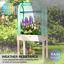 ZSYWODFO Raised Garden Bed with Greenhouse Cover,Elevated Wood Planter Bed with Cover,Raised Bed with Legs for Patio, Backyard, Balcony-34L x18W x 66H