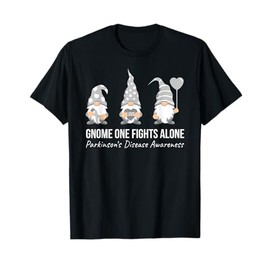 Gnome One Fights Alone T Shirt Parkinsons Awareness Ribbon T-Shirt
