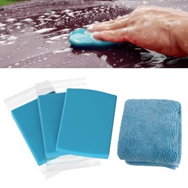 Pack of 3 Car Cleaning Clay with Towel (300 g), Paint Cleaning Clay for Paint Care and Rim Cleaning, Magic Car Clay Bar for Car Cleaning Rim Cleaning