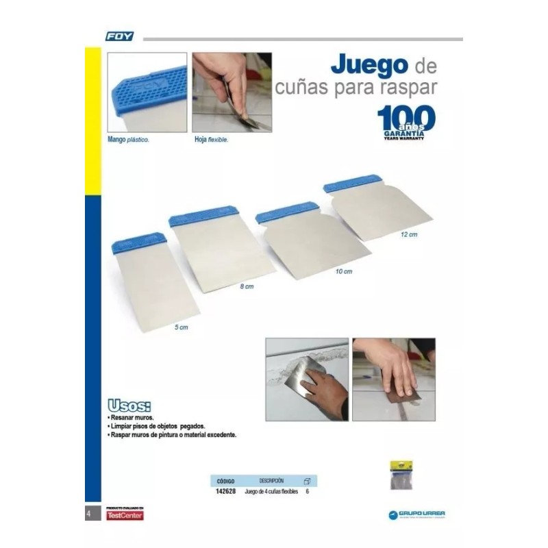 Surtek Juego De 4 Cuñas Para Raspar Mango Plastico Foy