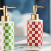 Checkered Ceramic Soap Dispenser Rust Proof Gold Matte Pump Decorative