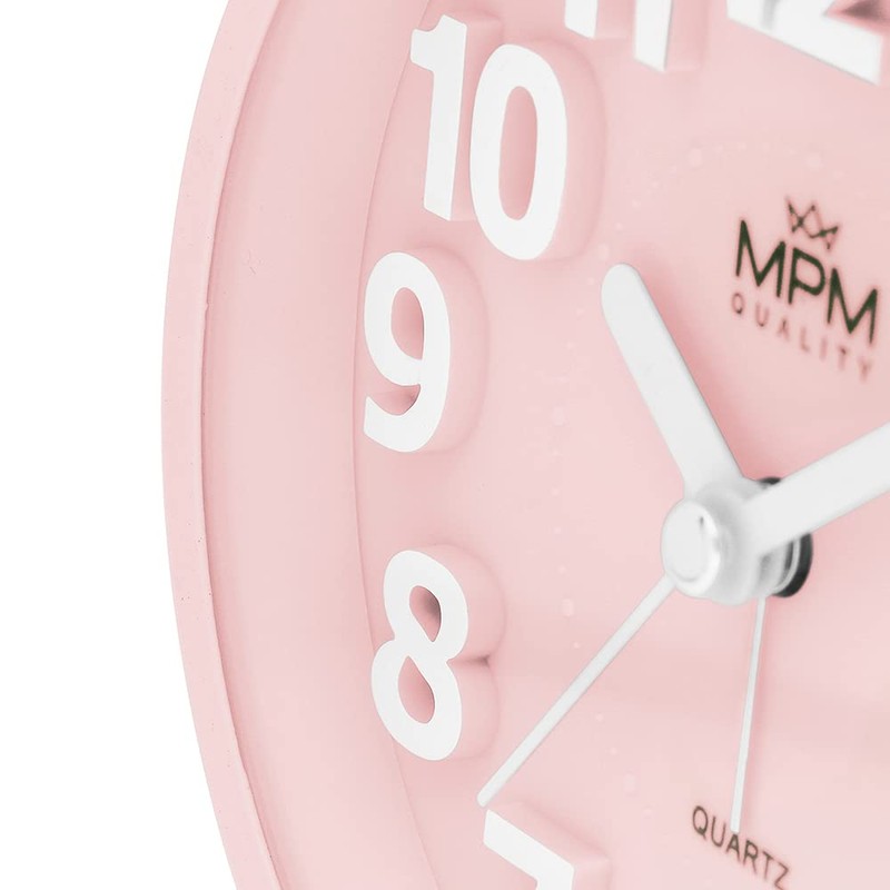 MPM Quality Design Metal Alarm Clock in Trendy Colours, Rose,