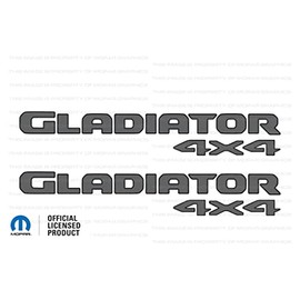 Decal Mods Gladiator 4x4 Bedside Graphic Decals/Stickers fits Jeep Wrangler/Gladiator JL/JT (2019-2024) Dark Gray w/Black Outline FDRKGBO (Set of 2) | FJ9G3
