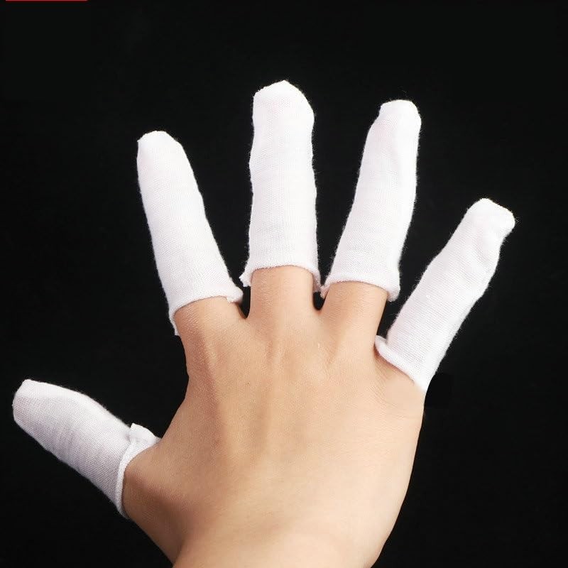 100 Pieces Finger Cots Cotton Finger Guards Elastic Fabric Finger