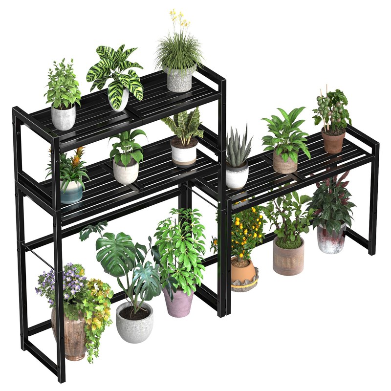 Ekisemio 3-Tier Plant Stand Indoor Outdoor, Heavy Duty Stackable Plant