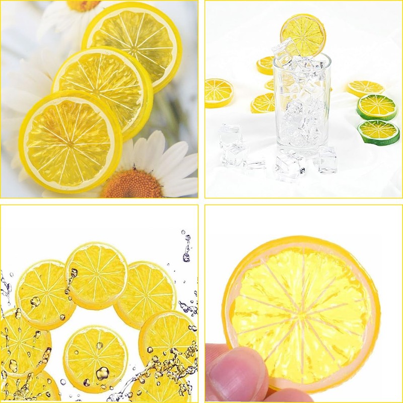 RDNKVB Pack of 10 Artificial Lemon Slices Plastic Fake Lemon