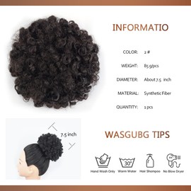 ZIRANJUAN Curly Wavy Afro Puff Drawstring Ponytail Hair Extension for Black Women Loose Wave Short Mini Afro Puff Hairpieces for Girls Kids(Natural Black)