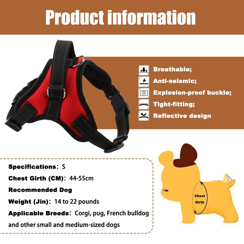 Dog Harness Mesh Breathable Comfortable Pet Vest No Pull Adjustable