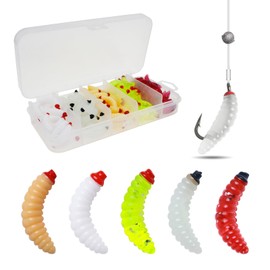 Riceel Artificial Bait Worms Fish, Pack of 100 Plastic Fishing Baits, Plastic Worms Bait for Trout, Crappie, Bread, Worms, 2 cm