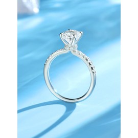 KSTYLE 2CT Solitaire Engagement Rings for Women, Moissanite Diamond Rings Oval Cut D Color-VVS1, 925 Sterling Silver Rings 18K White Gold Plated Wedding Rings for Women Promise Rings for Her, Size 9