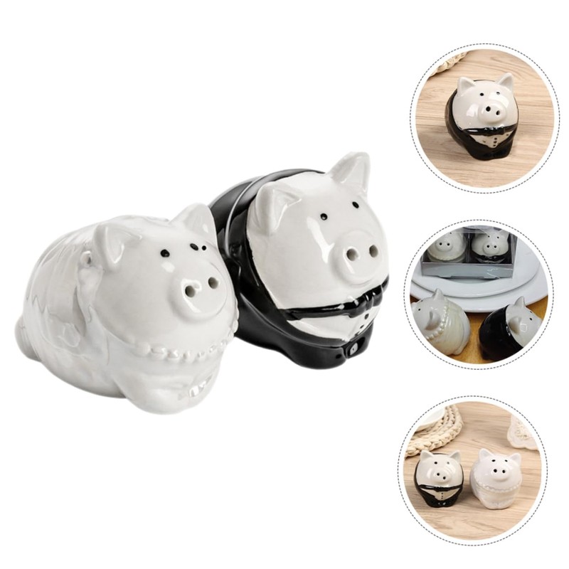LABRIMP Ceramic Pig Jar Wedding Seasoning Pot Pig Pepper Salt