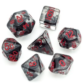 cusdie 7-Die DND Dice, Polyhedral Dice Set Filled with Animal, for Role Playing Game Dungeons and Dragons D&D Dice (Black Bat)