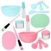 VALICLUD 1 Set DIY Facial Mask Tool Set Cosmetic Mask Bowl Kit with Measuring Spoon Spray Bottle and Applicator Pink Green for Home Use Routine