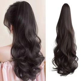 Fuyunohi Ponytail Wig, Hair Extension, Ponytail, Clip, Ponytail Extension, Long Curly Hair, 19.7 inches (50 cm), Extension, Ponytail, Wave, Women's, Fashion, Accessories, Date, Black Brown