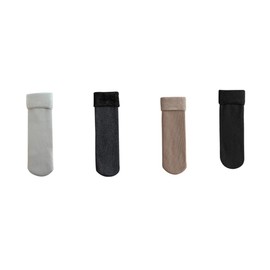 4 Pairs Winter Warm Socks, Cotton and Fleece, Thermal & Snow Socks, Simple Solid Color Socks