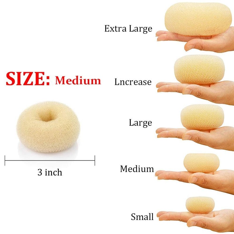 Kitjans Hair Donut Bun Maker, 2 PCS Medium (3 Inch/Beige)