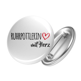 Huuraa Ruhrpottlerin with Heart Button Badge Size with Motif for the Greatest People Gift Idea for Friends and Family, Metal