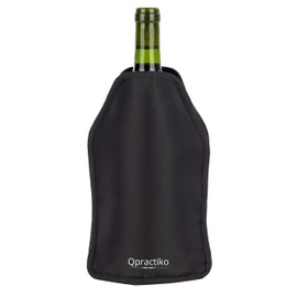 Qpractiko - Wine and champagne cooler, stylish and practical, environmentally friendly and sustainable, secure hold with anti-slip system, ideal for on the go and home, black, nylon