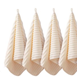 LMMINBZ 4PCS Beige Microfiber Hand Towels for Bathroom Quick Dry Small Towel Set for Bathroom Kitchen 14 x29.6inch