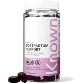 Known Postpartum Support Gummies - Multivitamin - Post Pregnancy Recovery & Energy - Natural Mixed Berry Flavour - 60 Vegan Gummies, 1 Month Supply