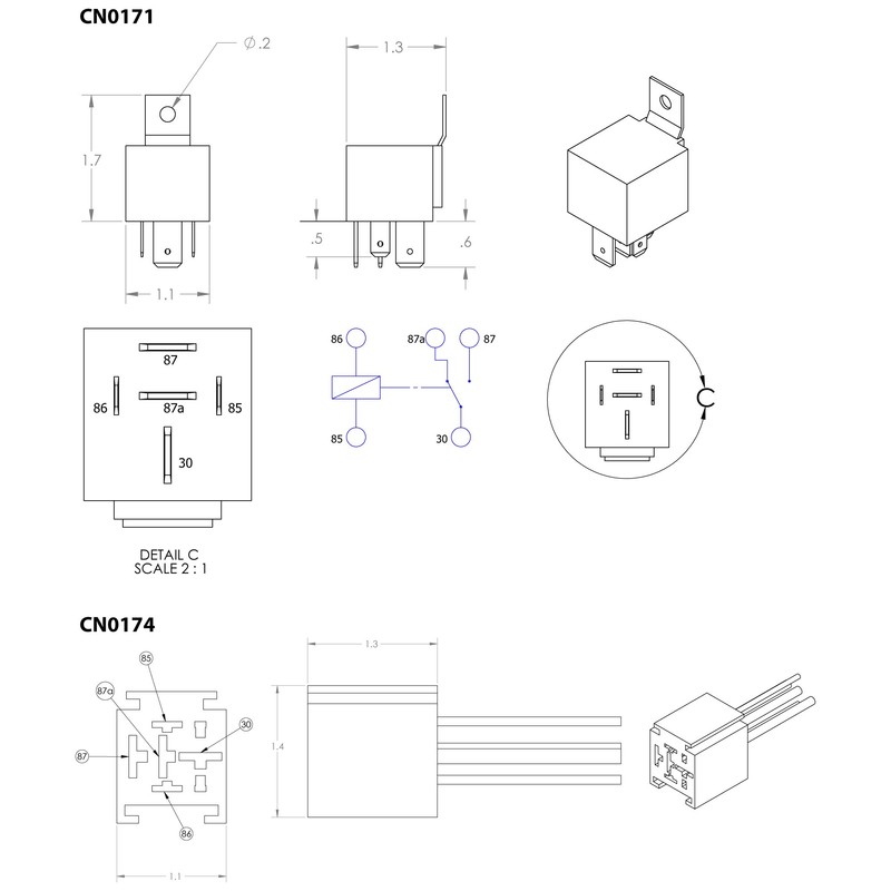 Temco 12 V 60/80 Amp Bosch Style S Relay with