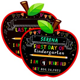 Fsaoor First & Last Day of School Chalkboard Sign - Double-Sided Back to School Board Sign for Kids Reusable 1st Day of Preschool Pre-K Kindergarten Gifts for Daughter Son Boys Girls