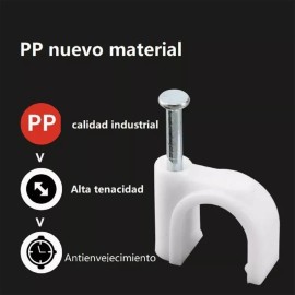 TECNOLOGÍA INFINITA Kit De Grapa Para Cable Redondo,5mm,cable Coaxial Rg6 Blanco