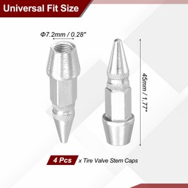 PATIKIL 4 Pcs 45mm Spiked Shape Tire Valve Stem Caps Car Wheel for Car Silver
