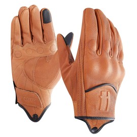 Harssidanzar Men's Full Finger Goatskin Leather Touchscreen Motorcycle Gloves GM028E, Tan (Upgrade), Size M