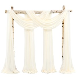 Wedding Arch Draping Fabric,8 Panels 28"x20ft Ivory Wedding Arch Drapes for Ceremony Chiffon Fabric Drapes Arbor Drapery Wedding Arch Decorations for Reception Sheer Backdrop Curtains for Party Swag