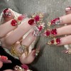 Luxury Press on Nails Coffin Medium Fake Nails with Bow