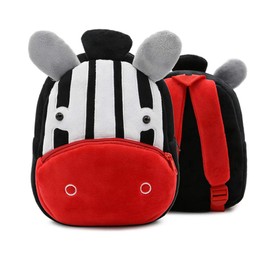 Ladyzone Toddler Backpack Zoo Animals Backpacks Cute Plush Bag Cartoon 10" Preschool Book Bag For 2+ Years Girls Boys, Zebra, One_Size