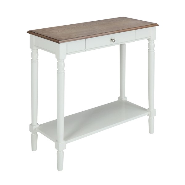 Convenience Concepts French Country 1 Drawer Hall Table with Shelf, Driftwood/White