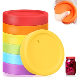 Teenyyou 6 Pcs Silicone Fermenting Lids for Wide Mouth Mason Jar, Airlock Waterless Fermenter Caps, 86 mm Silicone Cover with Vent for Kimchi, Fermented Probiotic Food, Jars Not Included(Classic)