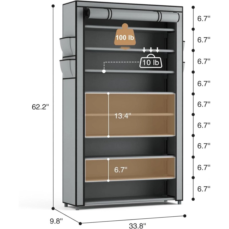 LANTEFUL 10-Tier Shoe Rack Organizer 40 Pair Tall Shoe Shelf