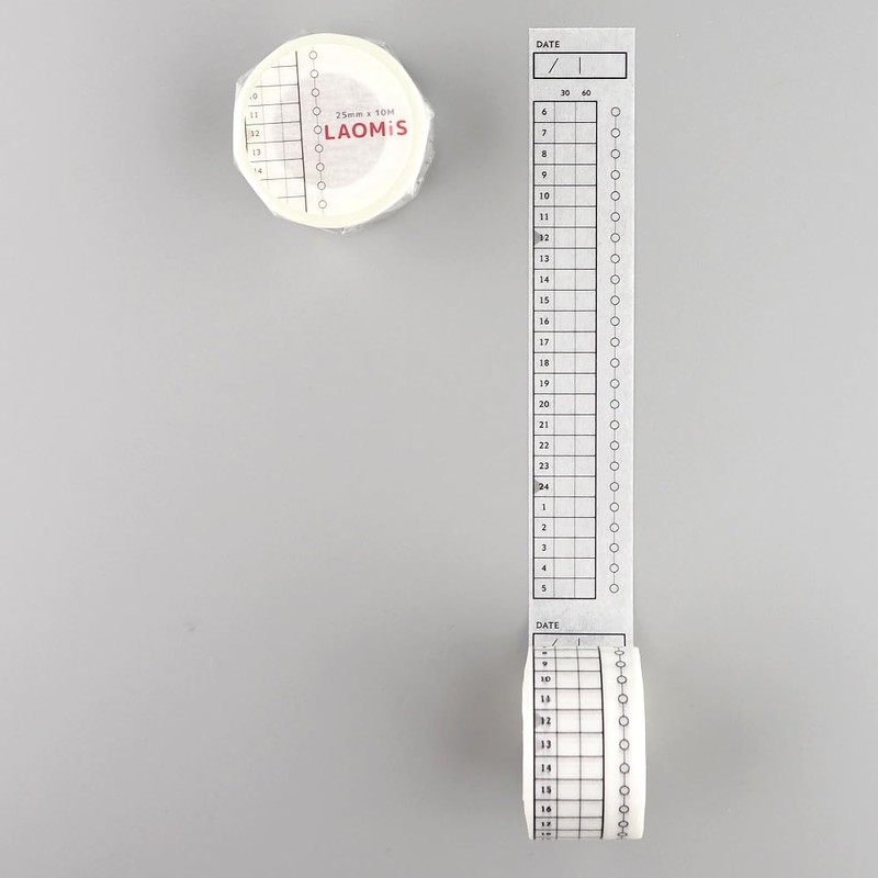 LAOMIS Japanese 24 Hour Time Tracker Writable Washi Tape /