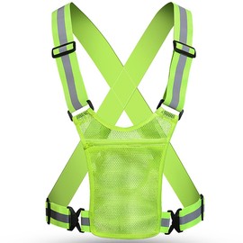 XYUXWLG Reflective Vest, Reflective Running Gears High Visibility Safety Vest Adjustable Reflective Gear with Pocket for Night Walking, Jogging, Cycling