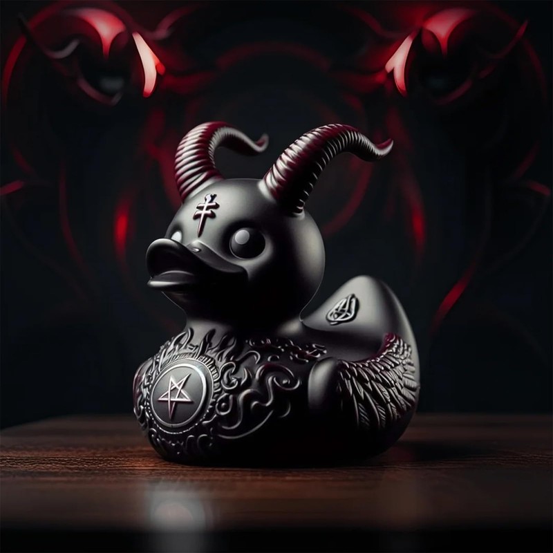 AOT Punk Satan Duck Resin Duck,Cool Gothic Home Decor &