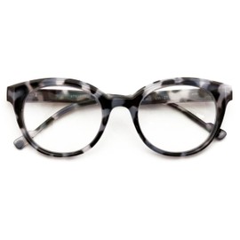 V.W.E. Women Round Progressive Clear Bifocal Reading glasses - No Line or Bubble - Zero Power on Top Reader (Grey, 2.00, x)