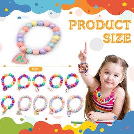 mciskin 1 Pieces Colorful Unicorn Bracelet Girls Unicorn Bracelets Rainbow Unicorn Beaded Bracelet for Birthday Party Favors Princess Pretend Play Bracelet (Macaron-Love)
